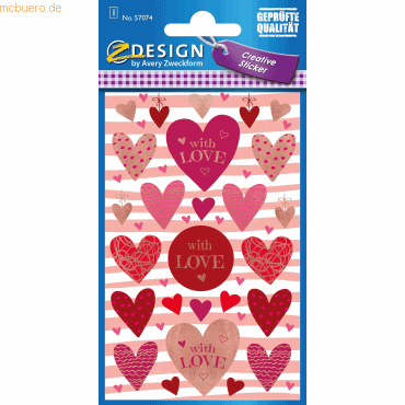 10 x Z-Design Creative Papier-Sticker Love 26 Stück bunt 1 Bogen von Z-Design