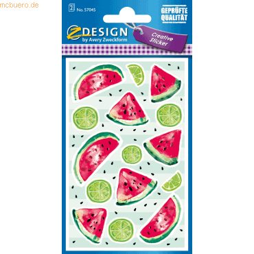 10 x Z-Design Creative Papier-Sticker Melone Lemon 30 Stück pink/grün/ von Z-Design
