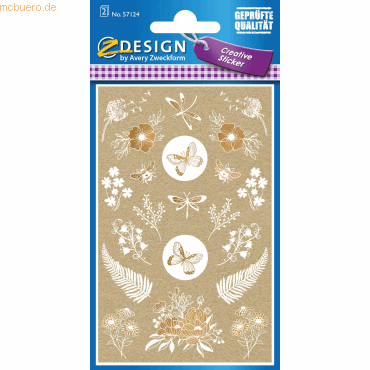 10 x Z-Design Creative Papier-Sticker Naturlook -Blumen & Insekten- br von Z-Design