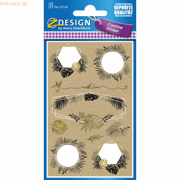 10 x Z-Design Creative Papier-Sticker Naturlook -Tropen- 9 Motive brau von Z-Design