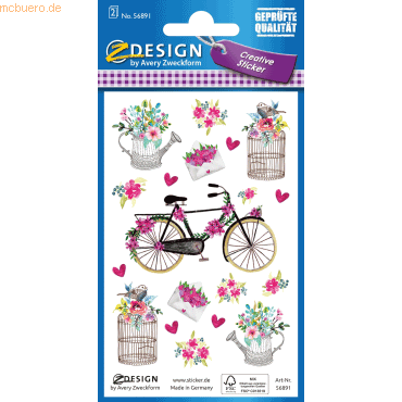 10 x Z-Design Deko Sticker Papier Blumen mehrfarbig 38 Aufkleber von Z-Design