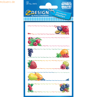 10 x Z-Design Einmachetikett 76x120mm Papier 4 Bogen Motiv Rahmen Obst von Z-Design