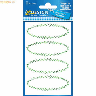 10 x Z-Design Einmachetiketten Ranke rechteckig weiß/grün VE=8 Stück von Z-Design