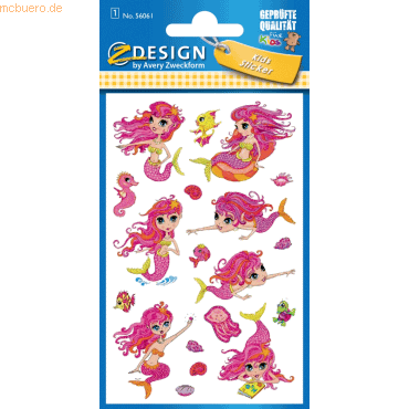 10 x Z-Design Glitter Stickers Meerjungfrau 19 Motive bunt 19 Stück von Z-Design