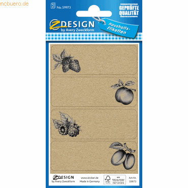 10 x Z-Design Haushalts-Etiketten Papier Erdbeere Himbeere .. braun sc von Z-Design