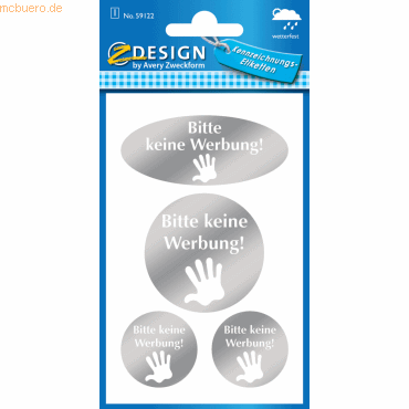 10 x Z-Design Hinweisetikett 4 Etiketten Motiv Keine Werbung 10 x Z-Design Hinweisetikett 4 Etiketten Motiv Keine Werbung von Z-Design
