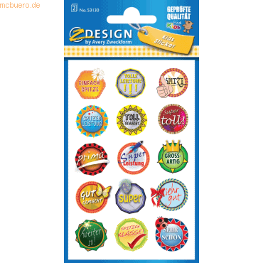 10 x Z-Design Kids Belohnungs- & Motivations-Sticker Buttons bunt 30 S von Z-Design