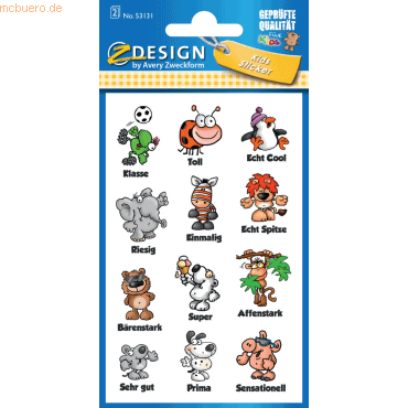 10 x Z-Design Kids Belohnungs- & Motivations-Sticker Tiere buntVE=24 S von Z-Design