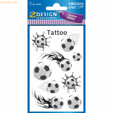 10 x Z-Design Kids Tattoos Fußball 9 Motive bunt 1 Bogen von Z-Design