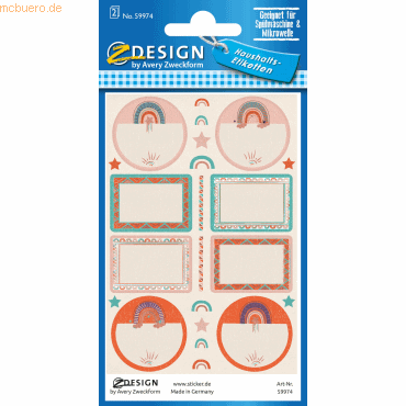 10 x Z-Design Namens-Etiketten Folie Rahmen mit Muster braun blau oran von Z-Design