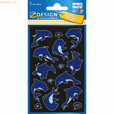 10 x Z-Design Neon Sticker Folie Delfine blau weiß 14 Aufkleber von Z-Design