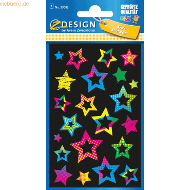10 x Z-Design Neon Sticker Folie Sterne bunt 22 Aufkleber von Z-Design