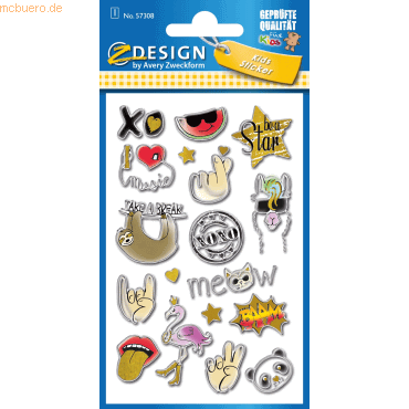 10 x Z-Design Puffy Sticker -Trend Icons- mit 3D Effekt 15 Motive bunt von Z-Design