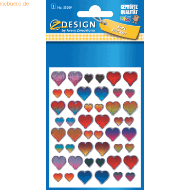 10 x Z-Design Sticker 75x100mm Glossy 1 Bogen Motiv Herzen von Z-Design