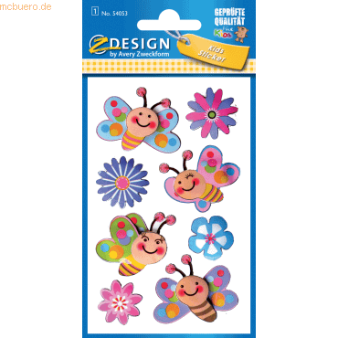 10 x Z-Design Sticker 76x120mm 3D Folie 1 Bogen Motiv Blumen Schmetter von Z-Design