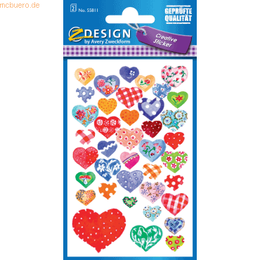 10 x Z-Design Sticker 76x120mm Papbeg 2 Bogen Motiv Herz von Z-Design