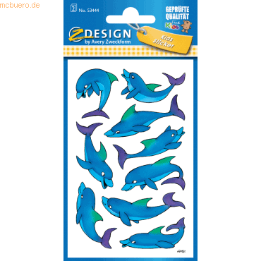10 x Z-Design Sticker 76x120mm Papier/beglimmert 2 Bogen Motiv Delphin von Z-Design
