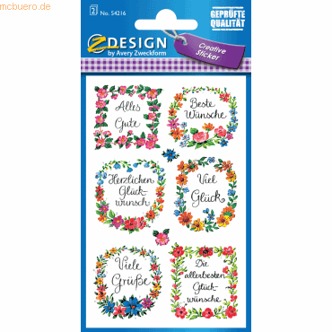 10 x Z-Design Sticker 76x120mm Papier/beglimmert 2 Bogen Motiv Widmung von Z-Design