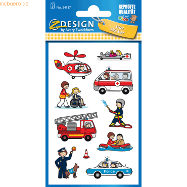 10 x Z-Design Sticker 76x120mm Papier 3 Bogen Motiv Feuerwehr/Polizei/ von Z-Design