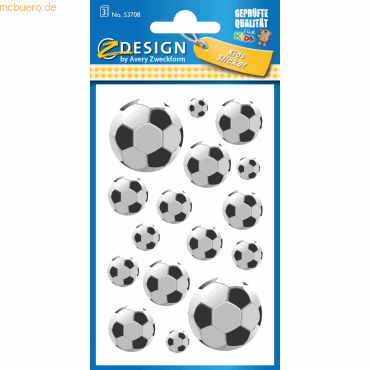 10 x Z-Design Sticker 76x120mm Papier 3 Bogen Motiv Fußbälle von Z-Design