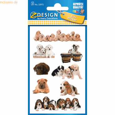 10 x Z-Design Sticker 76x120mm Papier 3 Bogen Motiv Hunde photorealist von Z-Design