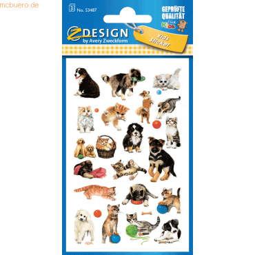 10 x Z-Design Sticker 76x120mm Papier 3 Bogen Motiv Hunde und Katzen von Z-Design