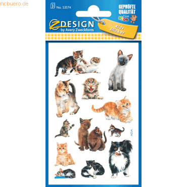 10 x Z-Design Sticker 76x120mm Papier 3 Bogen Motiv Katzenbabies von Z-Design