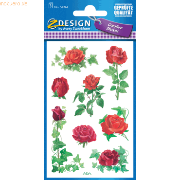 10 x Z-Design Sticker 76x120mm Papier 3 Bogen Motiv Rosen Efeu von Z-Design