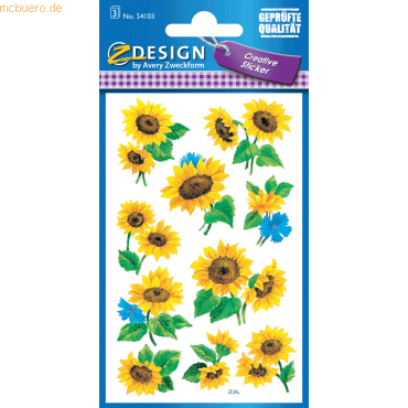 10 x Z-Design Sticker 76x120mm Papier 3 Bogen Motiv Sonnenblumen von Z-Design
