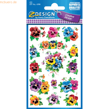10 x Z-Design Sticker 76x120mm Papier 3 Bogen Motiv Stiefmütterchen von Z-Design