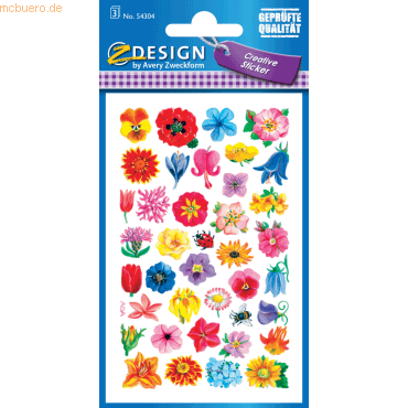10 x Z-Design Sticker 76x120mm Papier 3 Bogen Motiv kleine Bütenköpfe von Z-Design