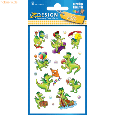 10 x Z-Design Sticker 76x120mm Papier 3 Bogen Motiv kleiner Drache von Z-Design