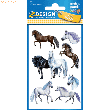 10 x Z-Design Sticker 76x120mm Papier 3 Bogen Pferde auf Wiese von Z-Design
