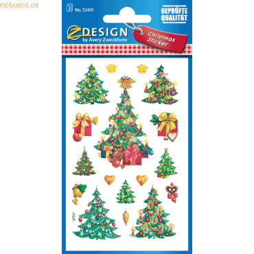10 x Z-Design Sticker Papier 76x120mm 3 Bogen Motiv Weihnachtsbäume von Z-Design
