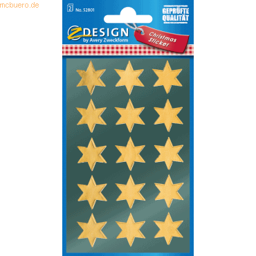 10 x Z-Design Sticker Weihnacht Glanzfolie 2 Bogen Motiv Sterne gold von Z-Design