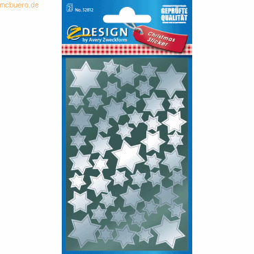 10 x Z-Design Sticker Weihnacht Glanzfolie 2 Bogen Motiv Sterne silber von Z-Design