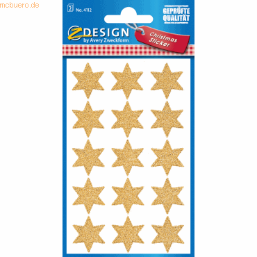 10 x Z-Design Sticker Weihnacht Papier/beglimmert 2 Bogen Motiv Sterne von Z-Design