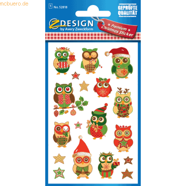10 x Z-Design Sticker Weihnacht Papier 1 Bogen Motiv Eulen von Z-Design