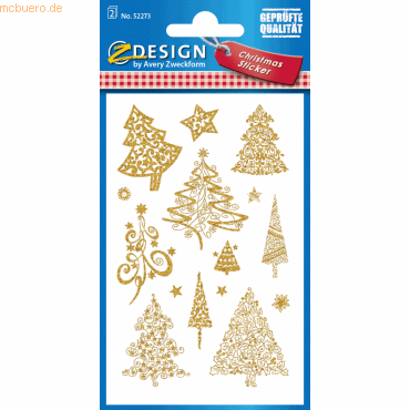10 x Z-Design Sticker Weihnacht Papier geprägt 2 Bogen Motiv Bäume von Z-Design