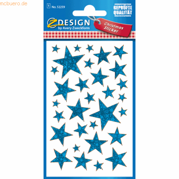 10 x Z-Design Sticker Weihnachten Effektfolie 1 Bogen Motiv Sterne bla von Z-Design