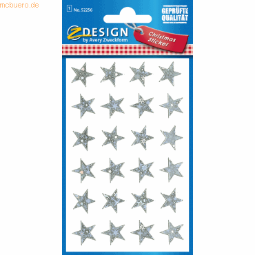 10 x Z-Design Sticker Weihnachten Effektfolie 1 Bogen Motiv Sterne sil von Z-Design