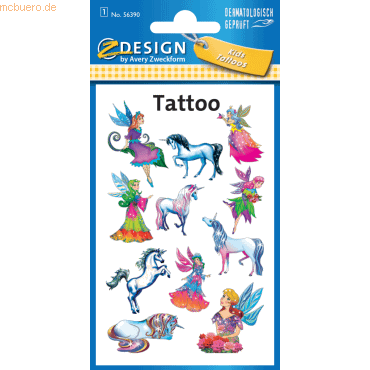 10 x Z-Design Tattoos 76x120mm bunt 1 Bogen Motiv Elfen von Z-Design