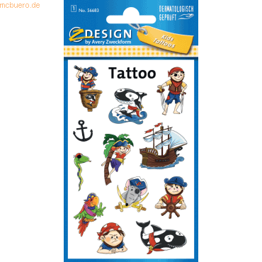 10 x Z-Design Tattoos 76x120mm bunt 1 Bogen Motiv Piraten 10 x Z-Design Tattoos 76x120mm bunt 1 Bogen Motiv Piraten von Z-Design