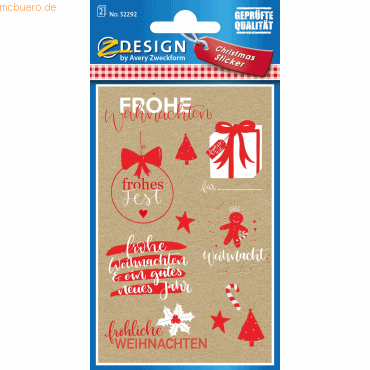 10 x Z-Design Weihnachts-Sticker Xmas Wünsche 2 Bogen braun/rot/weiß 10 x Z-Design Weihnachts-Sticker Xmas Wünsche 2 Bogen braun/rot/weiß von Z-Design
