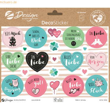 5 x Z-Design Deko Sticker -Liebe + Glück- konturgestanzt wiederablösba 5 x Z-Design Deko Sticker -Liebe + Glück- konturgestanzt wiederablösba von Z-Design