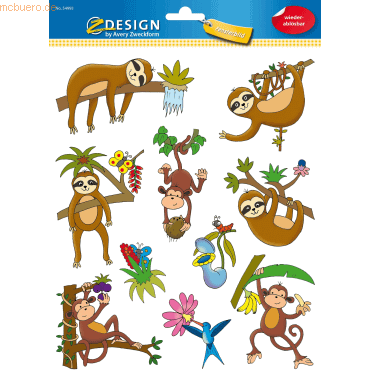 5 x Z-Design Fensterbild Dschungeltiere 10 Etiketten bunt 1 Bogen 5 x Z-Design Fensterbild Dschungeltiere 10 Etiketten bunt 1 Bogen von Z-Design