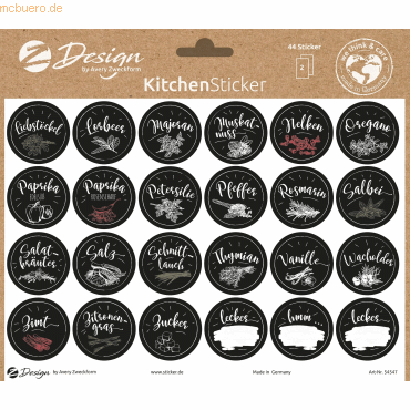 5 x Z-Design Küchen Sticker -Gewürzbeschriftung- permanent bunt 48 Stü von Z-Design