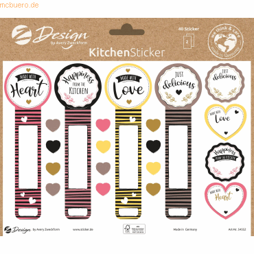 5 x Z-Design Küchen Sticker -Siegelaufkleber- konturgestanzt wiederabl von Z-Design