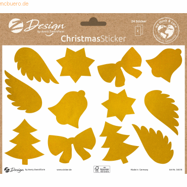 5 x Z-Design Weihnachtssticker Papier Beschriftungslabels gold 24 Aufk von Z-Design