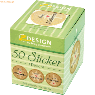 6 x Z-Design Sticker auf Rolle Motiv Frohe Weihnachten rund 38mm 3 Mot von Z-Design